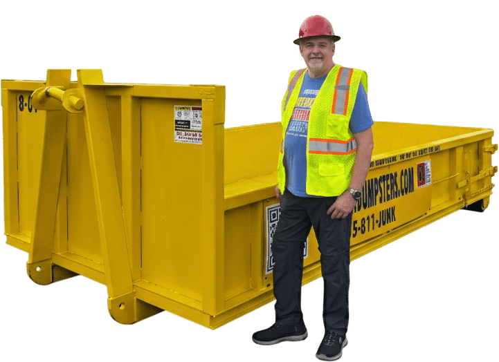 8 yard dumpster showing dimensions and size for residential cleanouts
